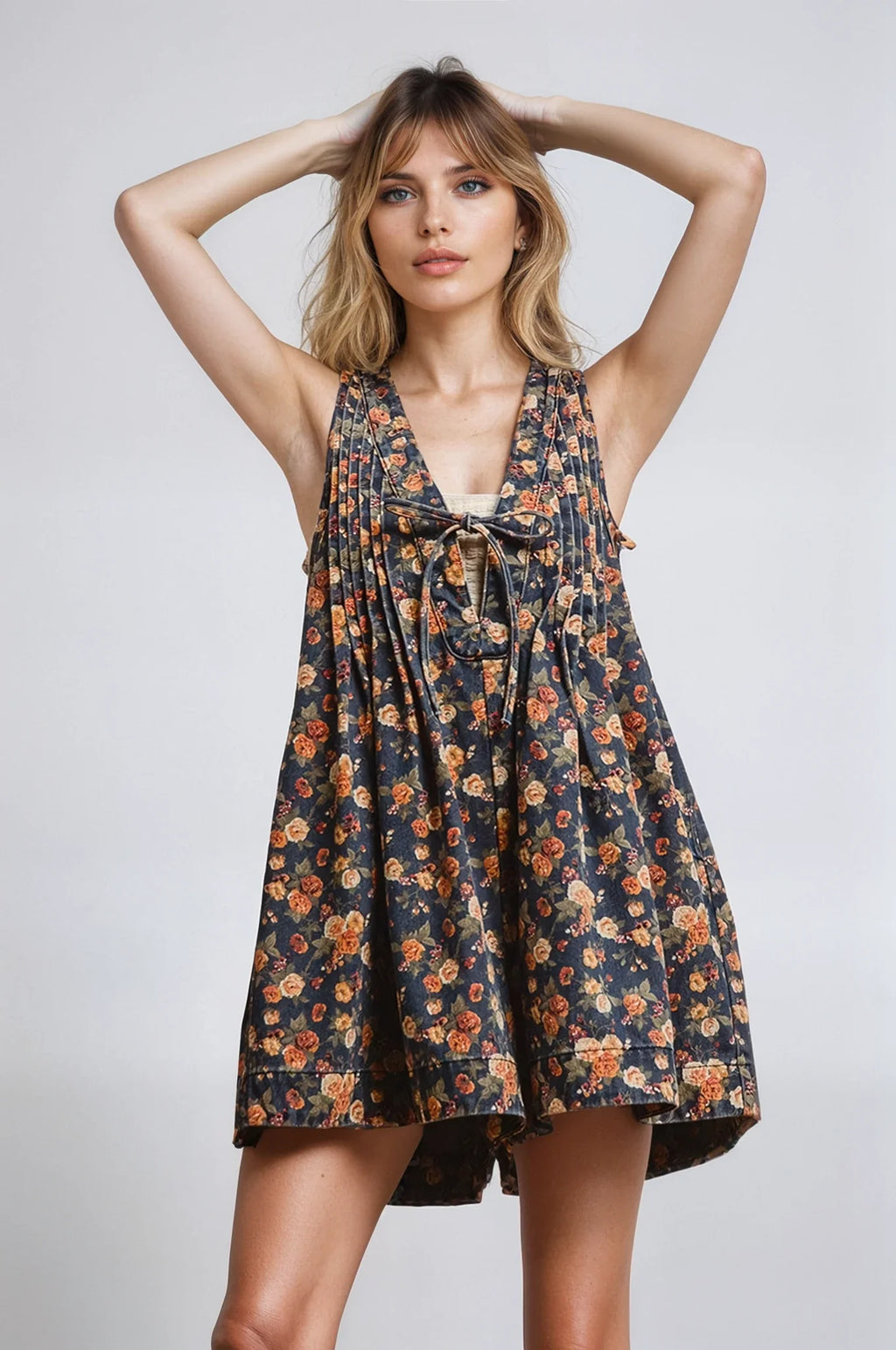 Vintage Bloom Denim Romper by Fitkitty Culture Athleisure Wear, Yoga Wear & Women's Clothing