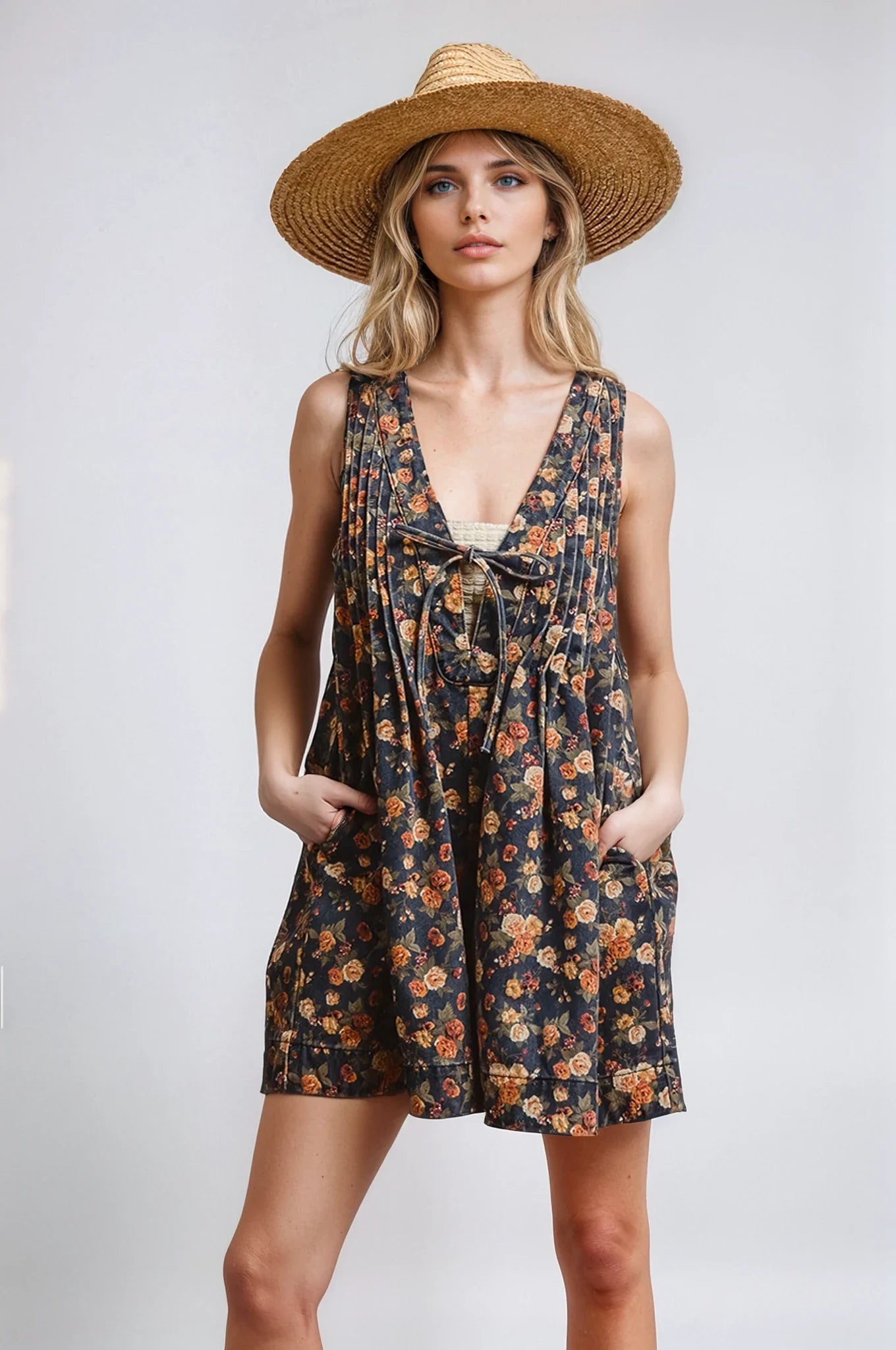 Vintage Bloom Denim Romper by Fitkitty Culture Athleisure Wear, Yoga Wear & Women's Clothing