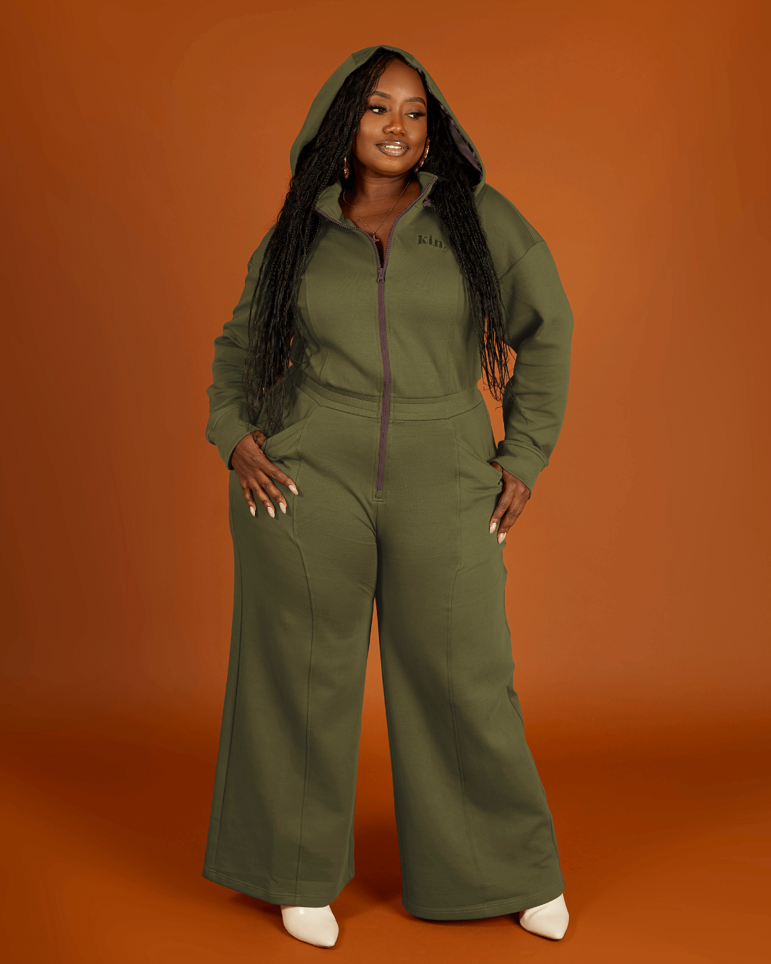Green Satin Lined Jumpsuit by KINApparel