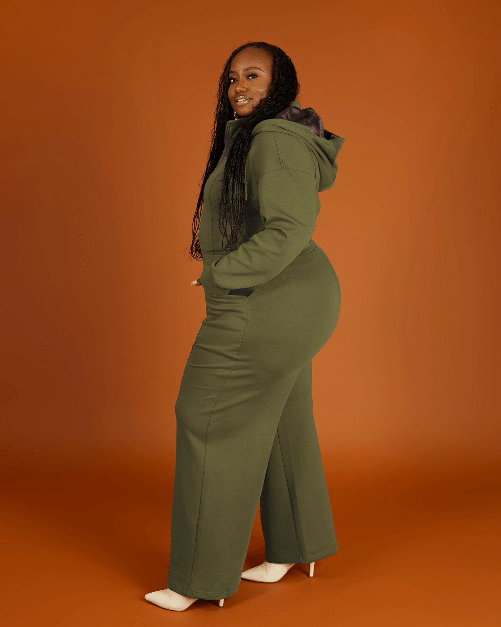 Green Satin Lined Jumpsuit by KINApparel