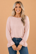 Ruffle Cuff Long Sleeve Elegant Top