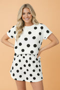 Polka Dot Short Sleeve Top & Mini Skort Set