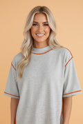 Reversible Contrast Stitching Mock Neck T-Shirt
