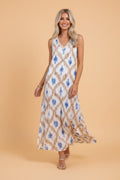 Boho Abstract V-Neck Sleeveless Maxi Dress