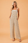 Polka Dot & Floral Spaghetti Strap Jumpsuit