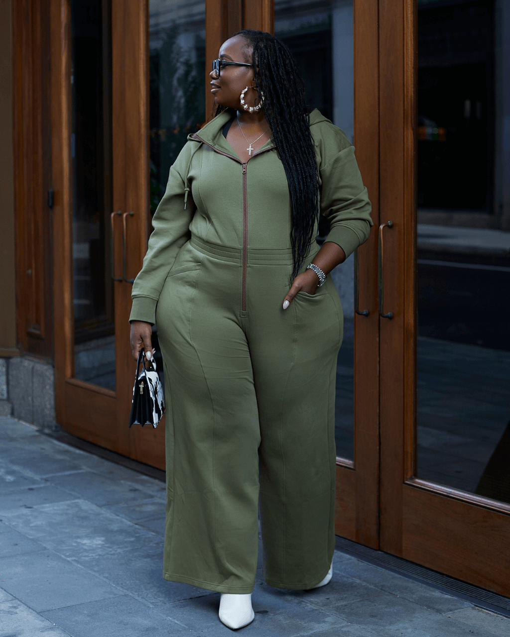 Green Satin Lined Jumpsuit by KINApparel