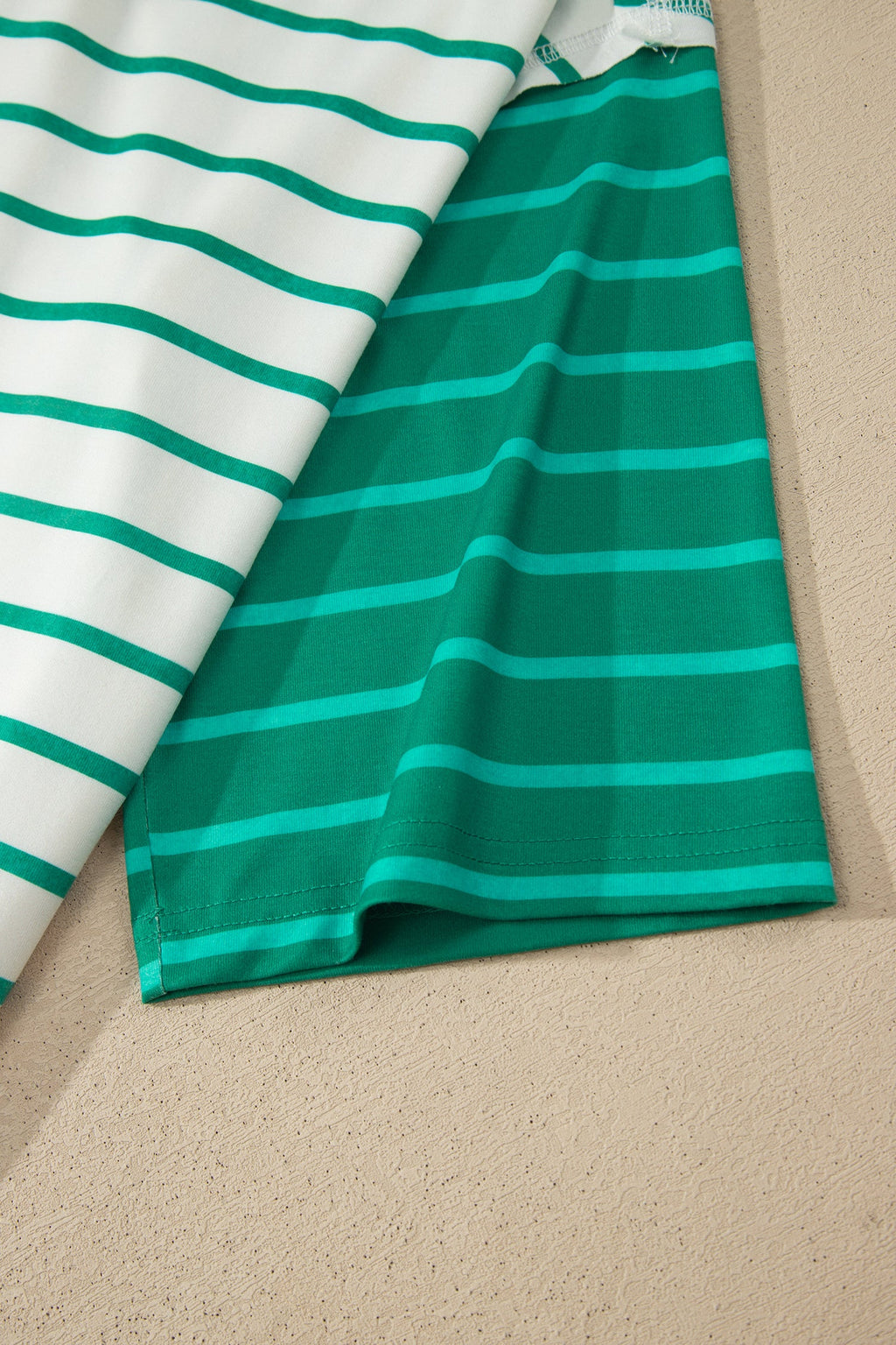 Stripe Colorblock 3/4 Sleeve Loose Tee