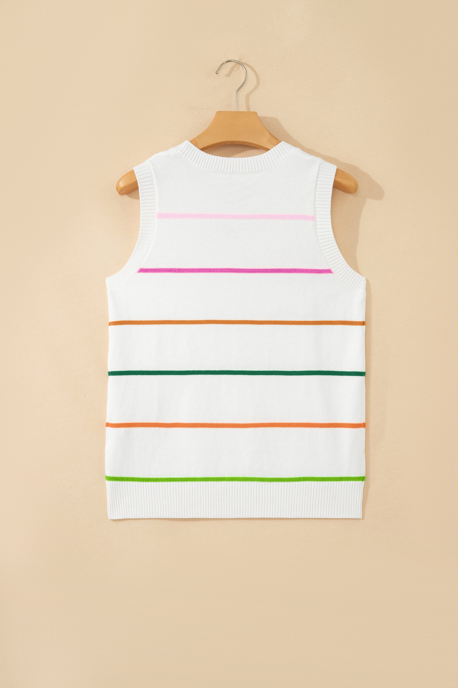Stripe Round Neck Sleeveless Sweater Tank