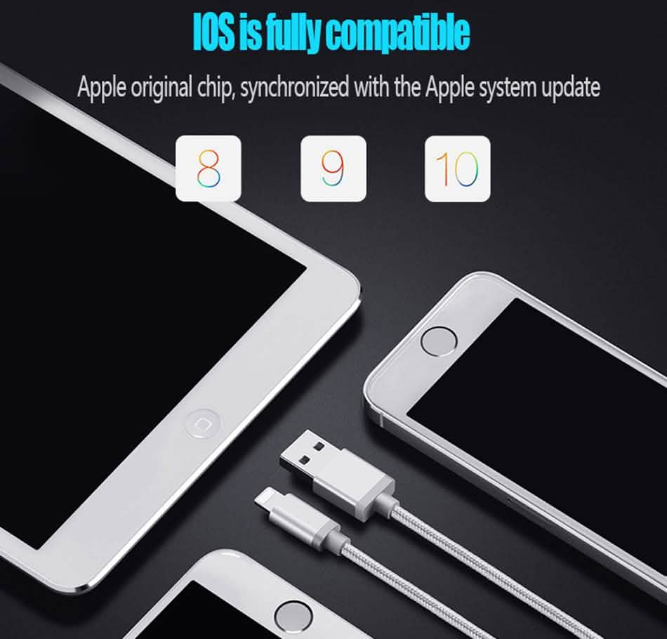 3-Pack: 10FT Heavy Duty Braided iPhone Lightning USB Cable by DailySale