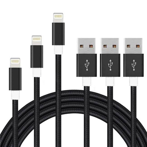 3-Pack: 10FT Heavy Duty Braided iPhone Lightning USB Cable by DailySale