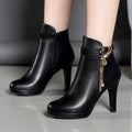 Women's Pointed-Toe Stiletto Boots | PU Leather High Heel Ankle Boots by Sarah Express
