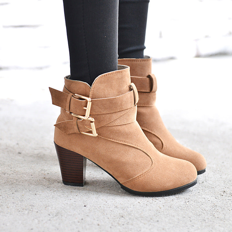 Women's Suede Platform Ankle Boots | Warm Zipper Martin Heels by Sarah Express