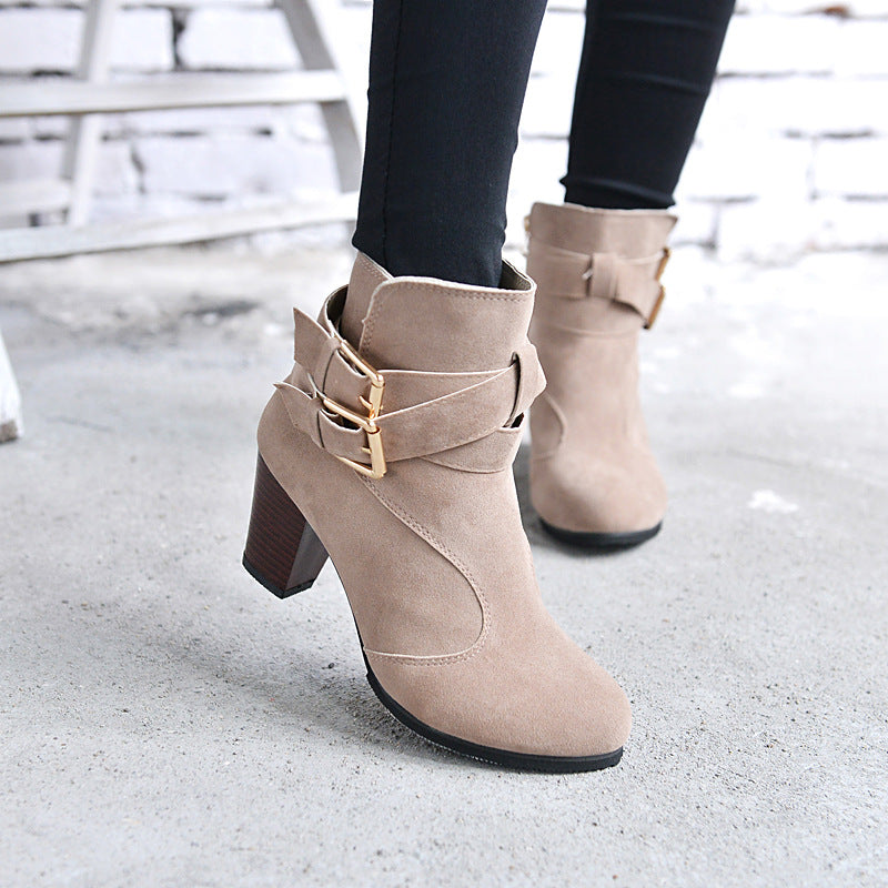 Women's Suede Platform Ankle Boots | Warm Zipper Martin Heels by Sarah Express