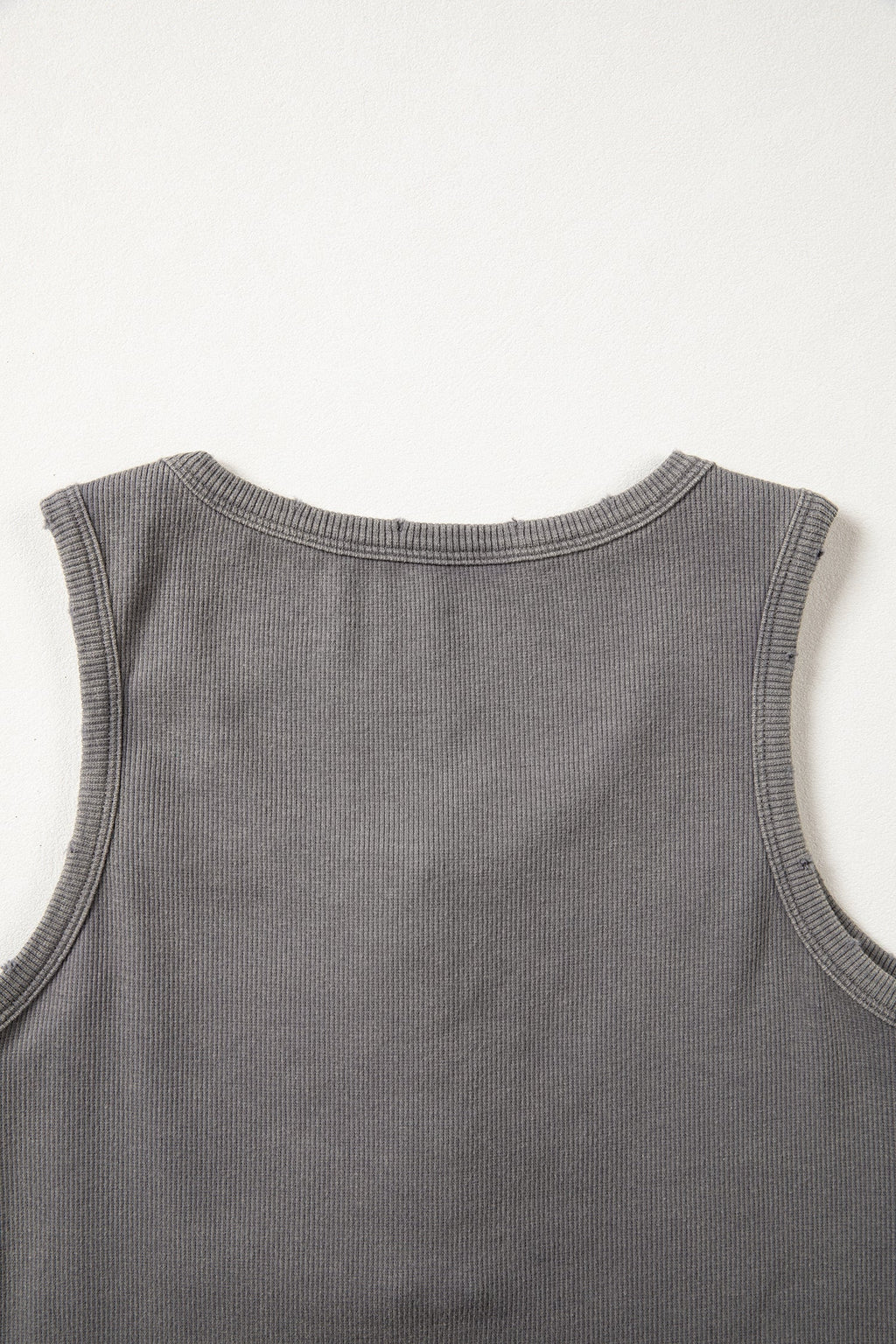 Solid Distressed Ribbed Mineral Wash Tank