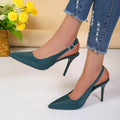 Women's Pointed Toe Buckle Stiletto Sandals | PU Upper Open-Toe High Heels by Sarah Express