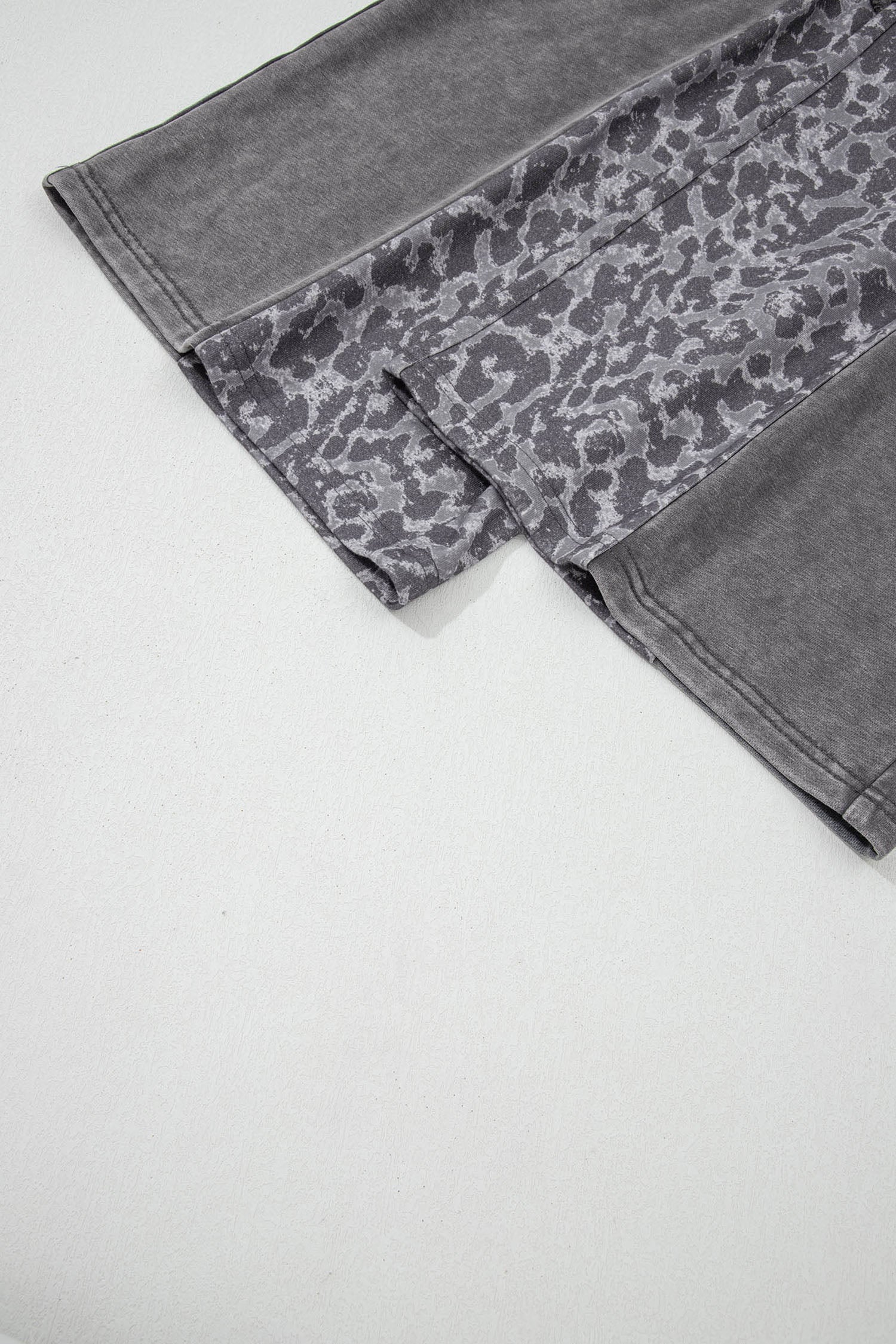 Leopard Patchwork Mineral Wash High Waist Pants