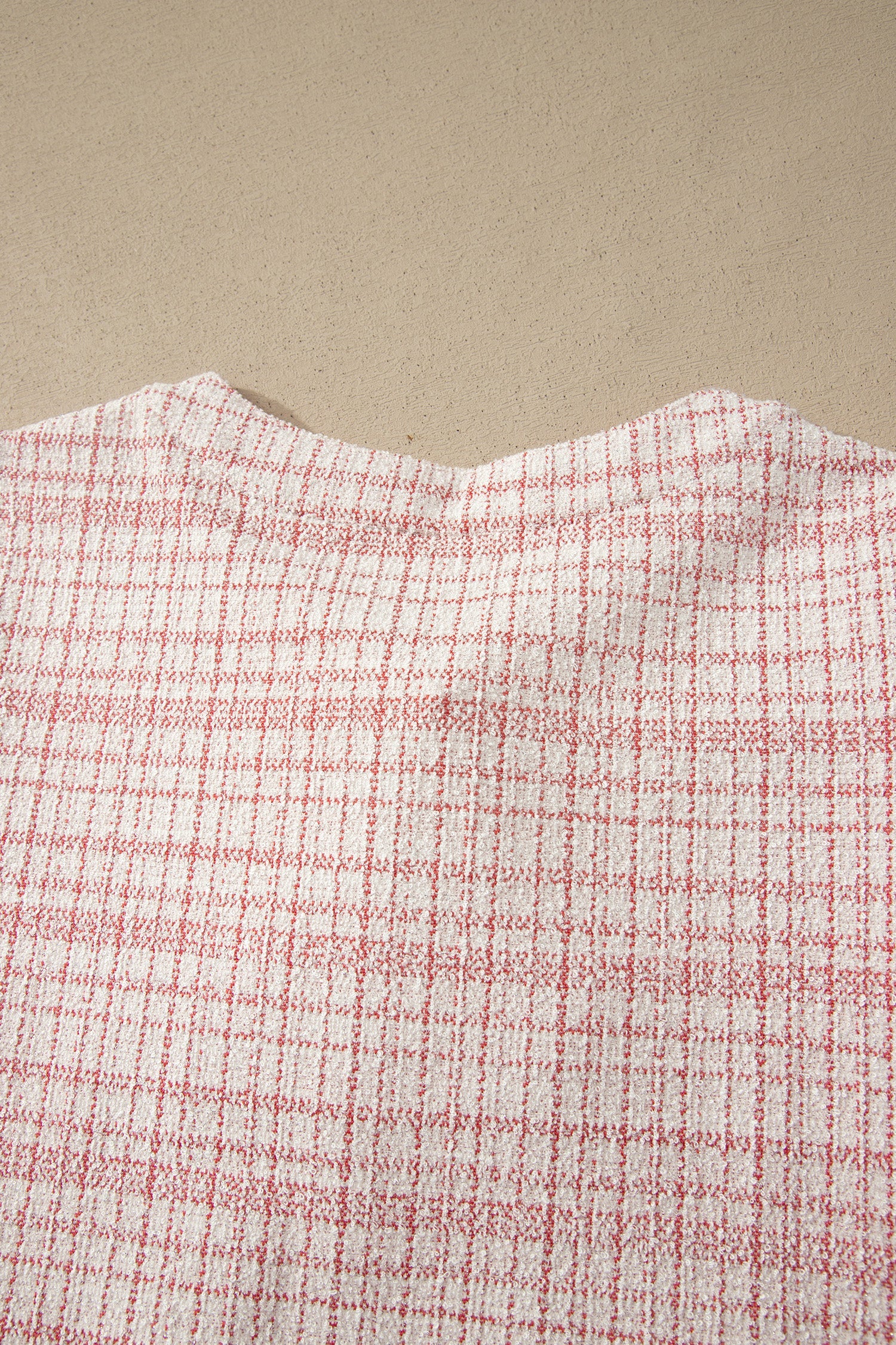 Plaid Textured Contrast Trim Tassel-Tie Mini Dress