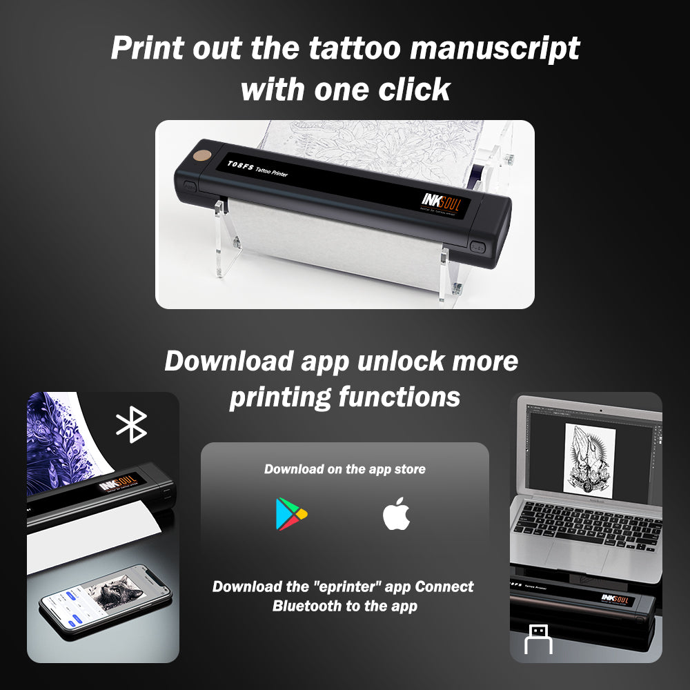 INKSOUL® T08FS Wireless Tattoo Transfer Stencil Printer-Can print shadows by INKSOULSUPPLY.COM