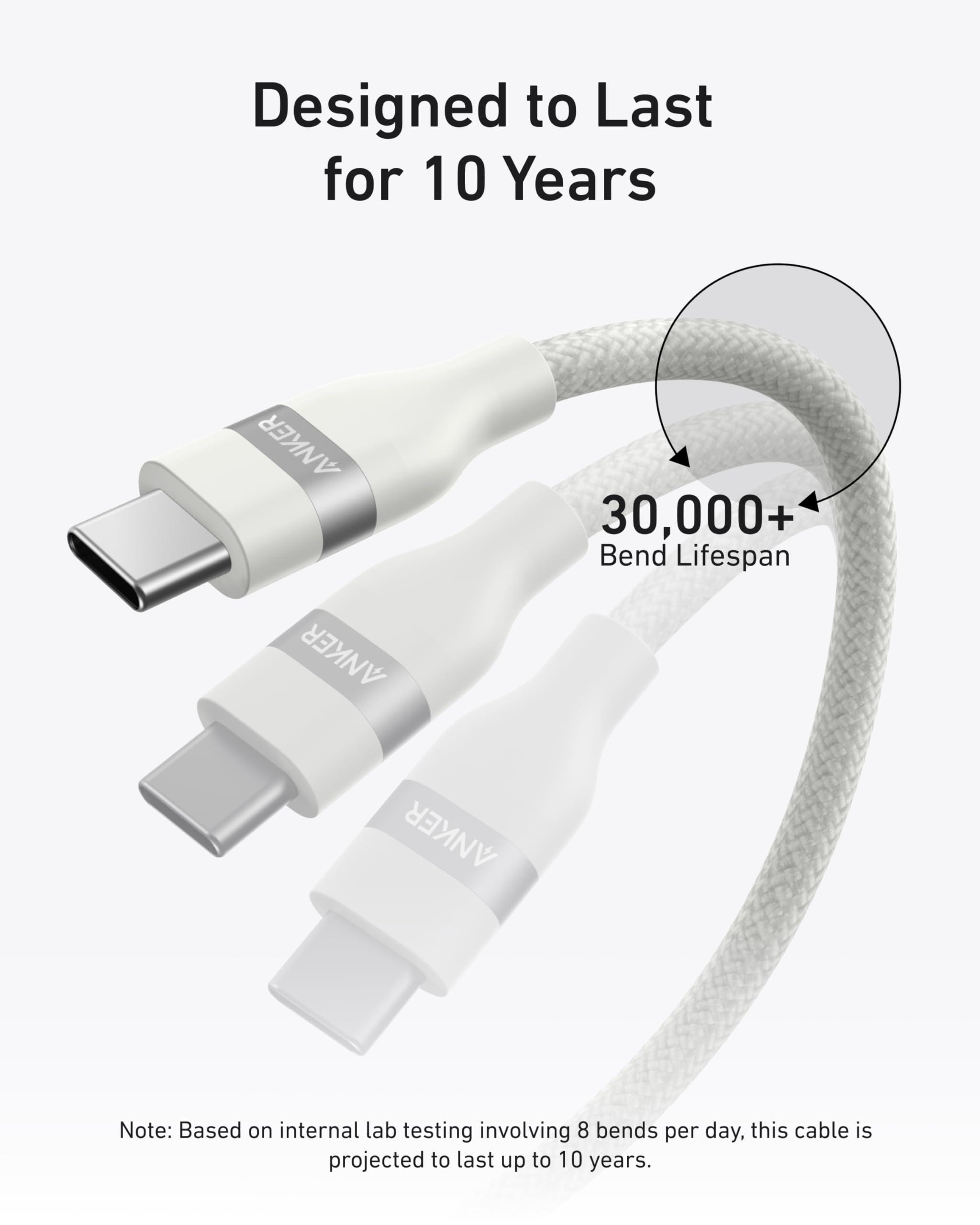 Anker USB-C to USB-C Cable (3 ft / 6 ft, 240W, Upcycled-Braided) by Anker