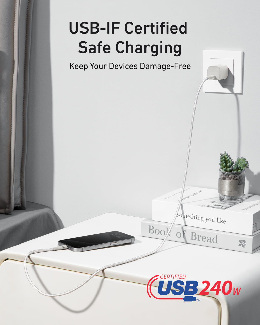 Anker USB-C to USB-C Cable (3 ft / 6 ft, 240W, Upcycled-Braided) by Anker