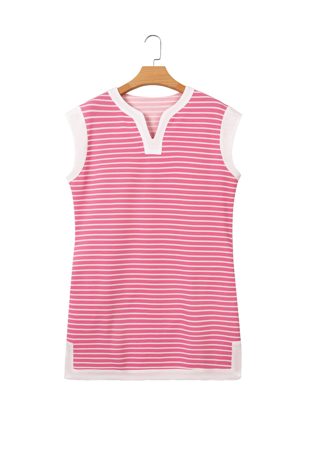 Stripe Colorblock Notched Neck Sleeveless Mini Dress