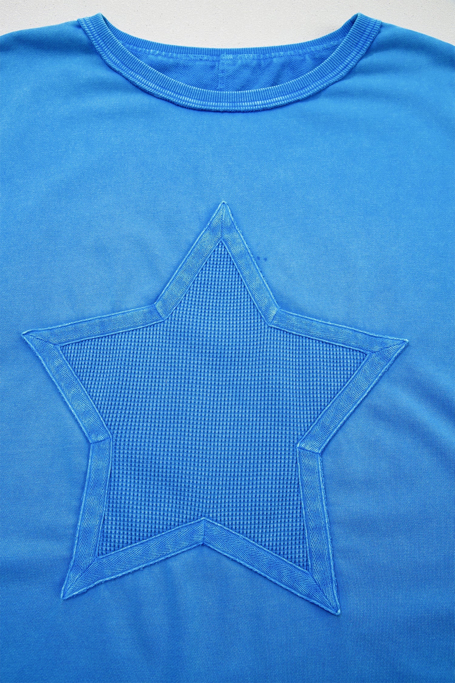 Star Waffle Knit Patchwork Mineral Wash Tee