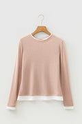Faux Two-Piece Patchwork Long Sleeve Top