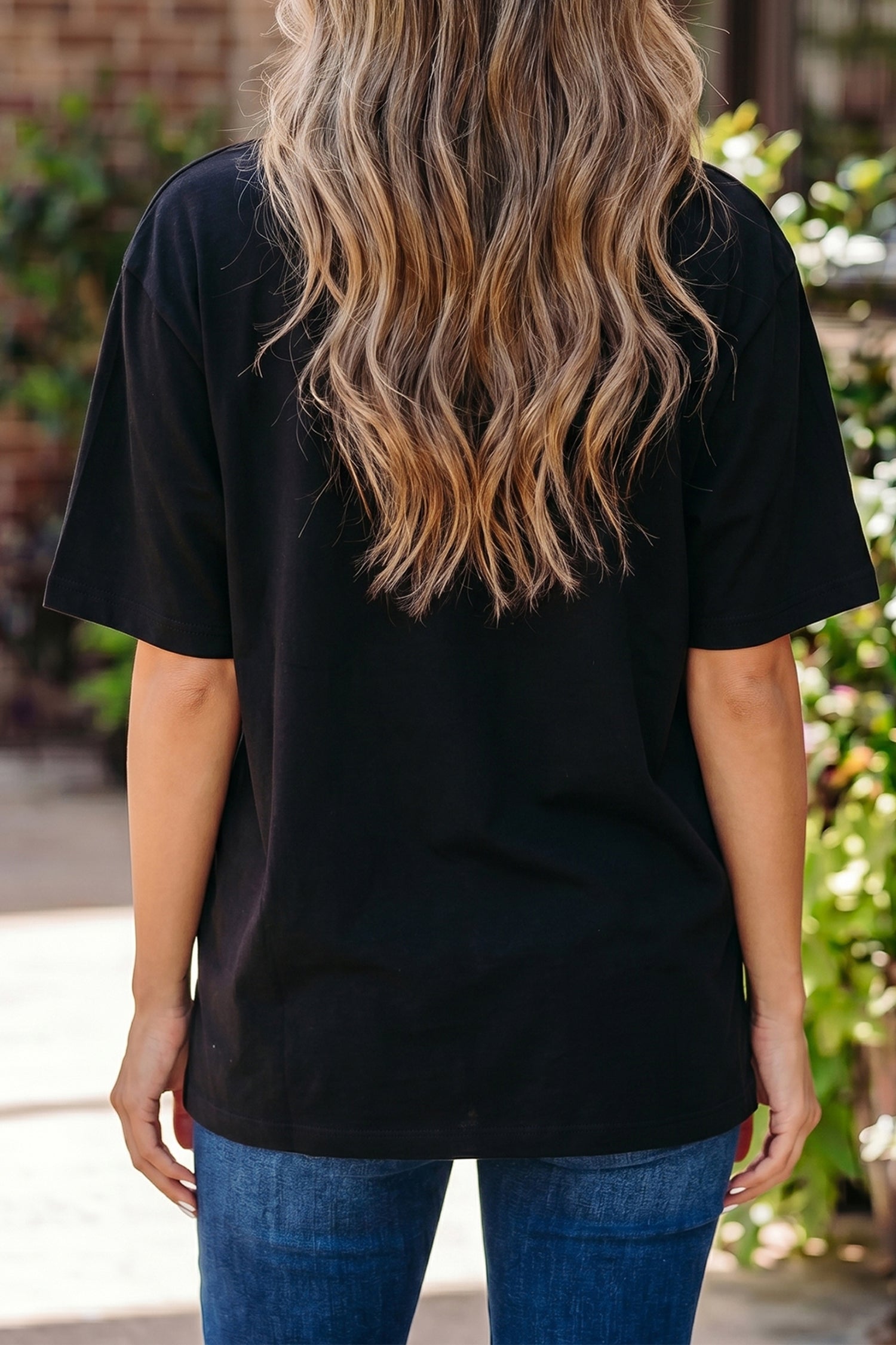 Solid High Neck Oversize Tee