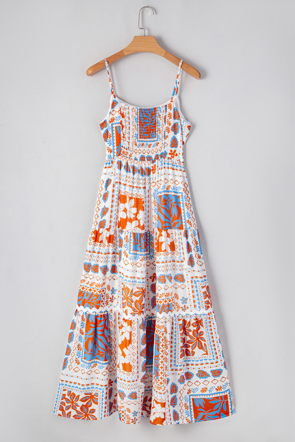 Floral Ricrac Trim Spaghetti Strap Maxi Dress