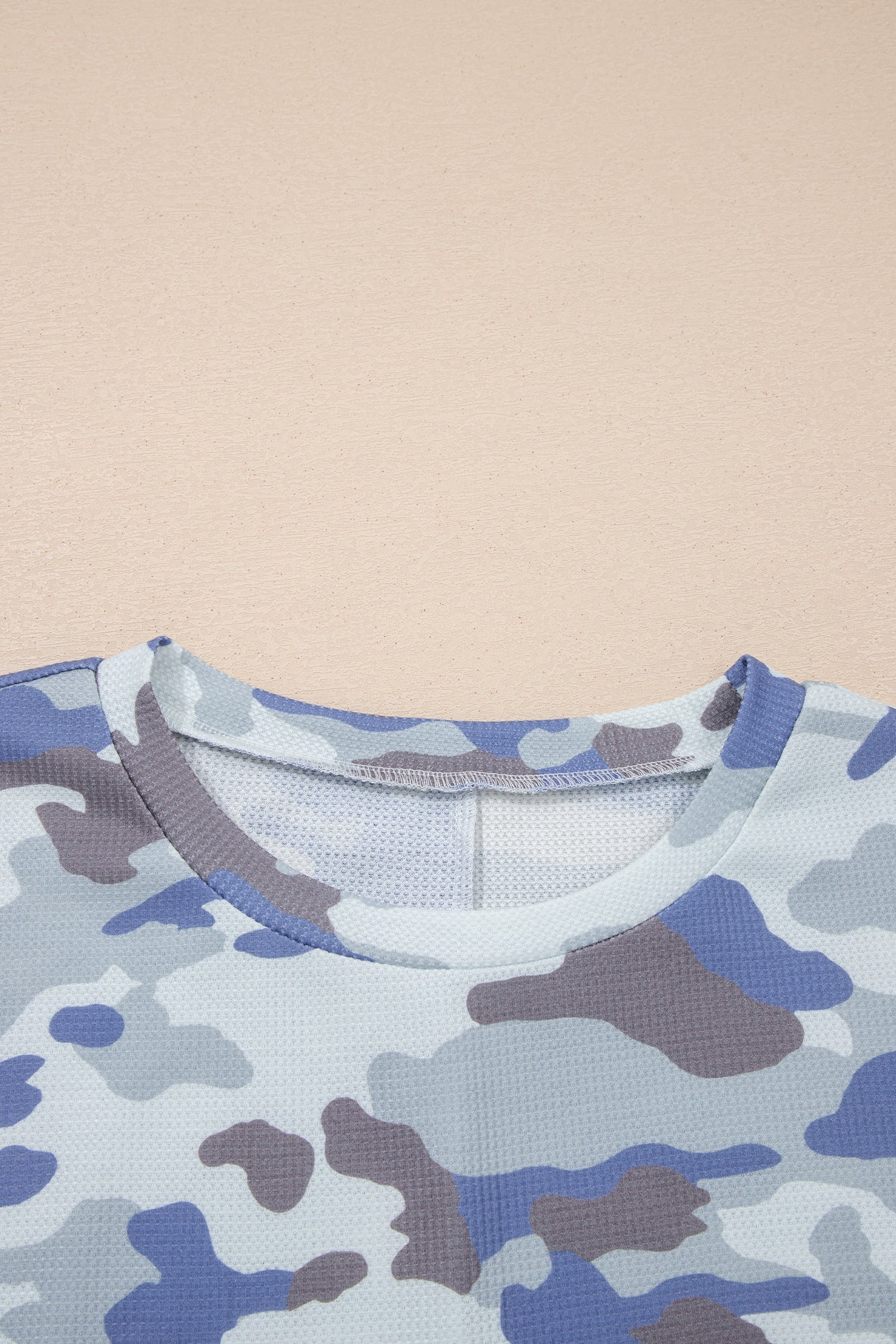 Plus Size Camo Waffle Knit Short Sleeve Tee