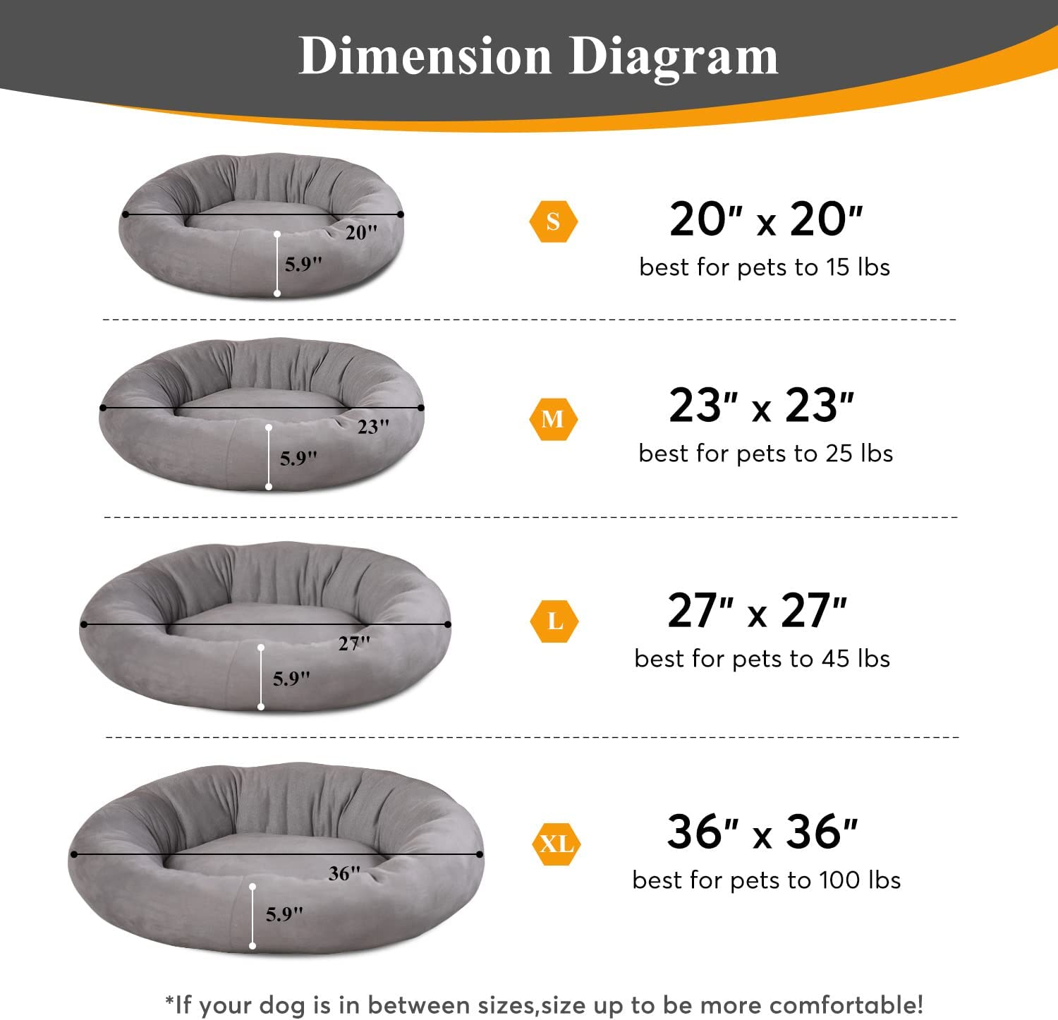 Kasentex Donut Design Round Dog Bed, Anti Slip and Machine Washable by Kasentex
