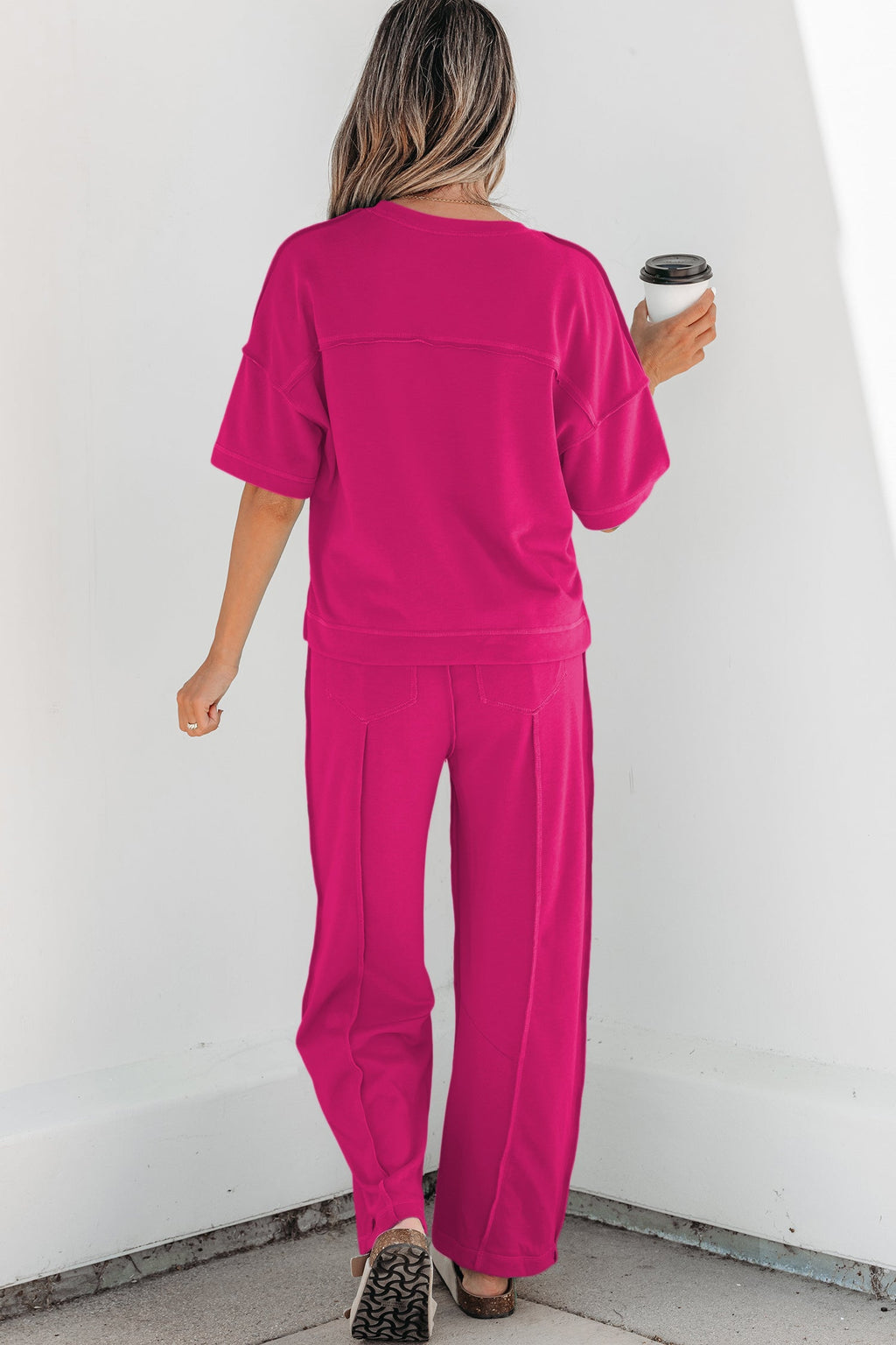 Solid Drop Shoulder Boxy Tee & Barrel Pants Set