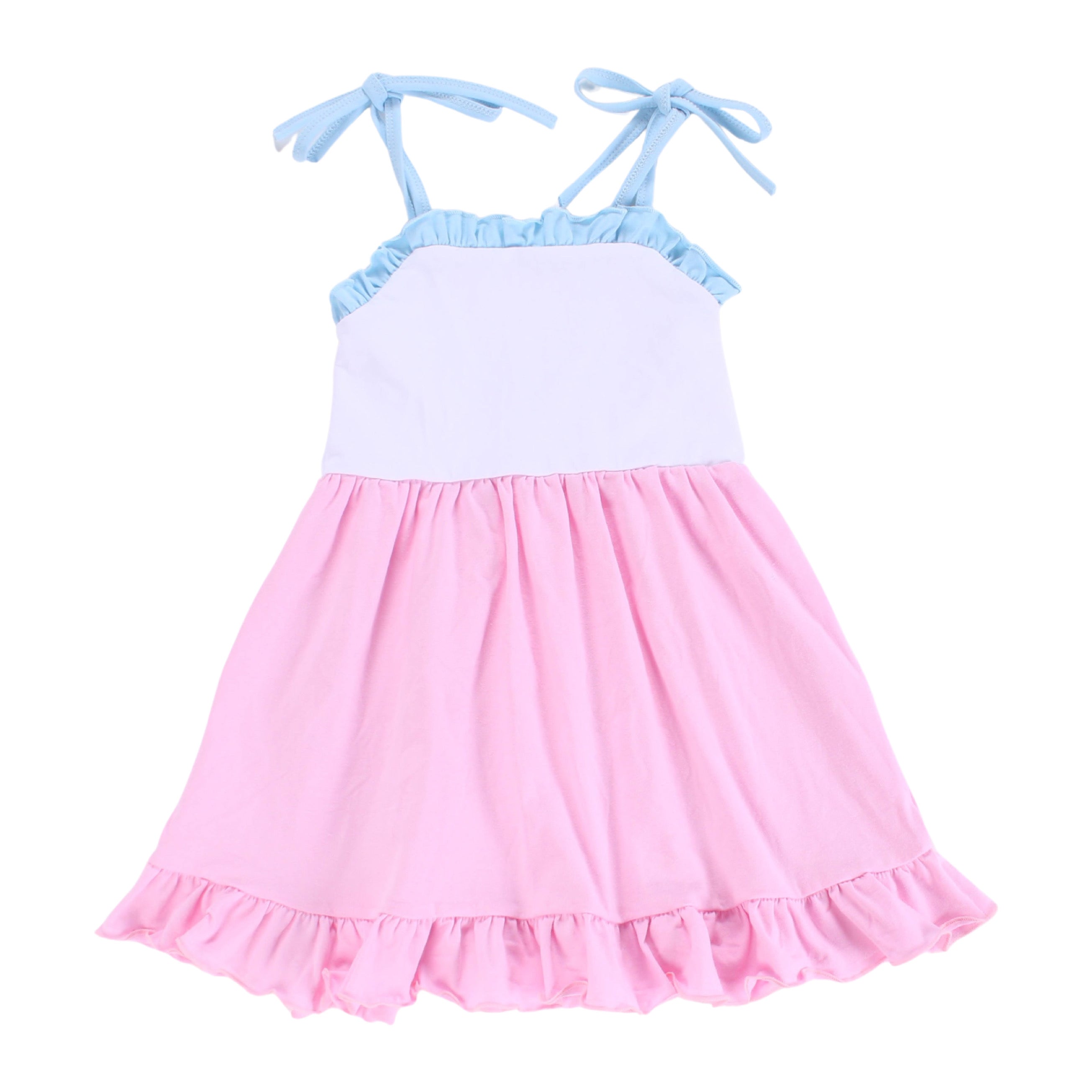 Threaded Cotton Ruffle Tie Sun Dress 100% Cotton by Love That Cotton