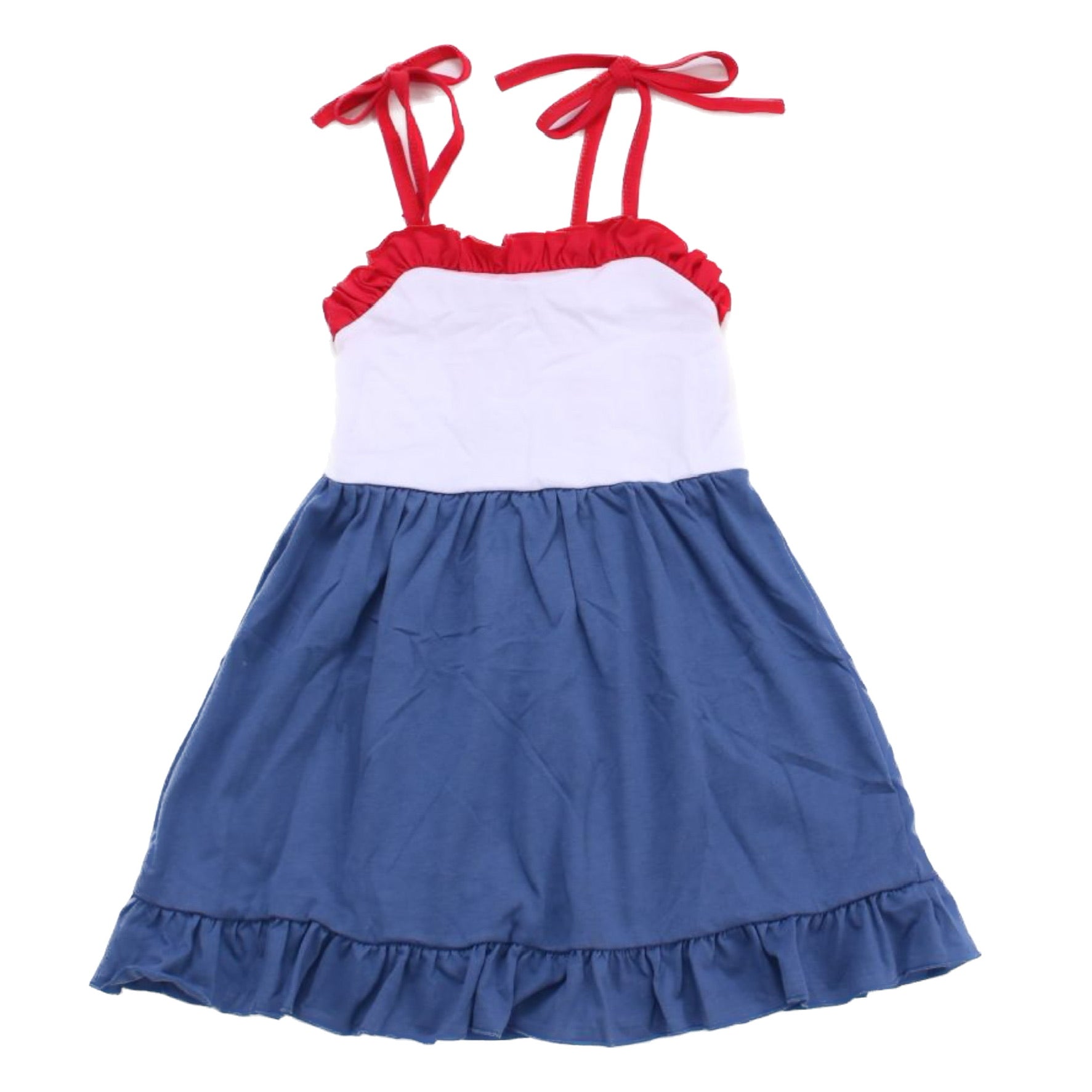 Threaded Cotton Ruffle Tie Sun Dress 100% Cotton by Love That Cotton