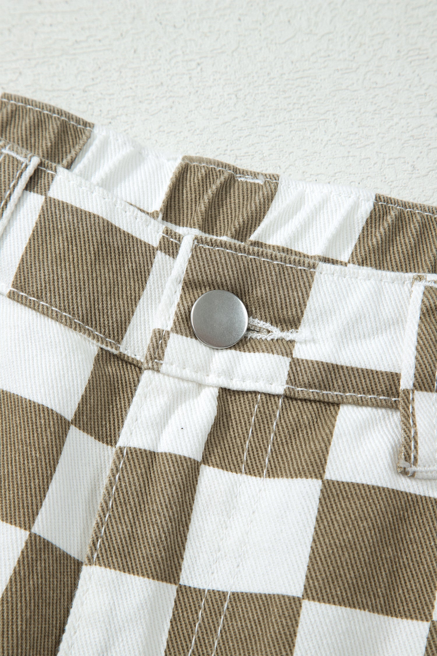 Checker Denim Barrel Leg Pants