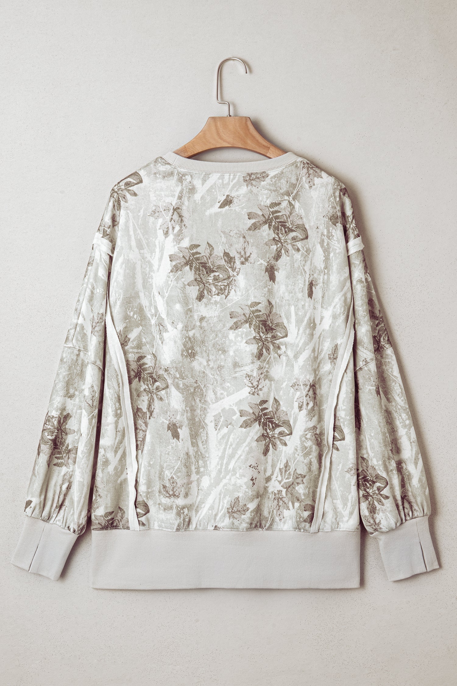 Leafy Camo Reverse Seam Patchwork Baggy Sweatshirt