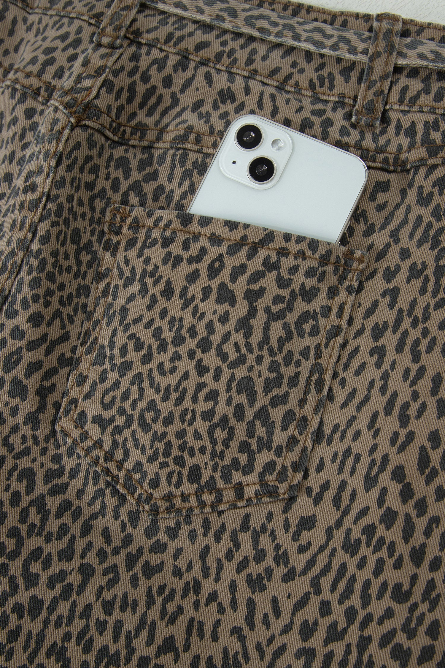 Leopard Denim Tie High Waist Shorts
