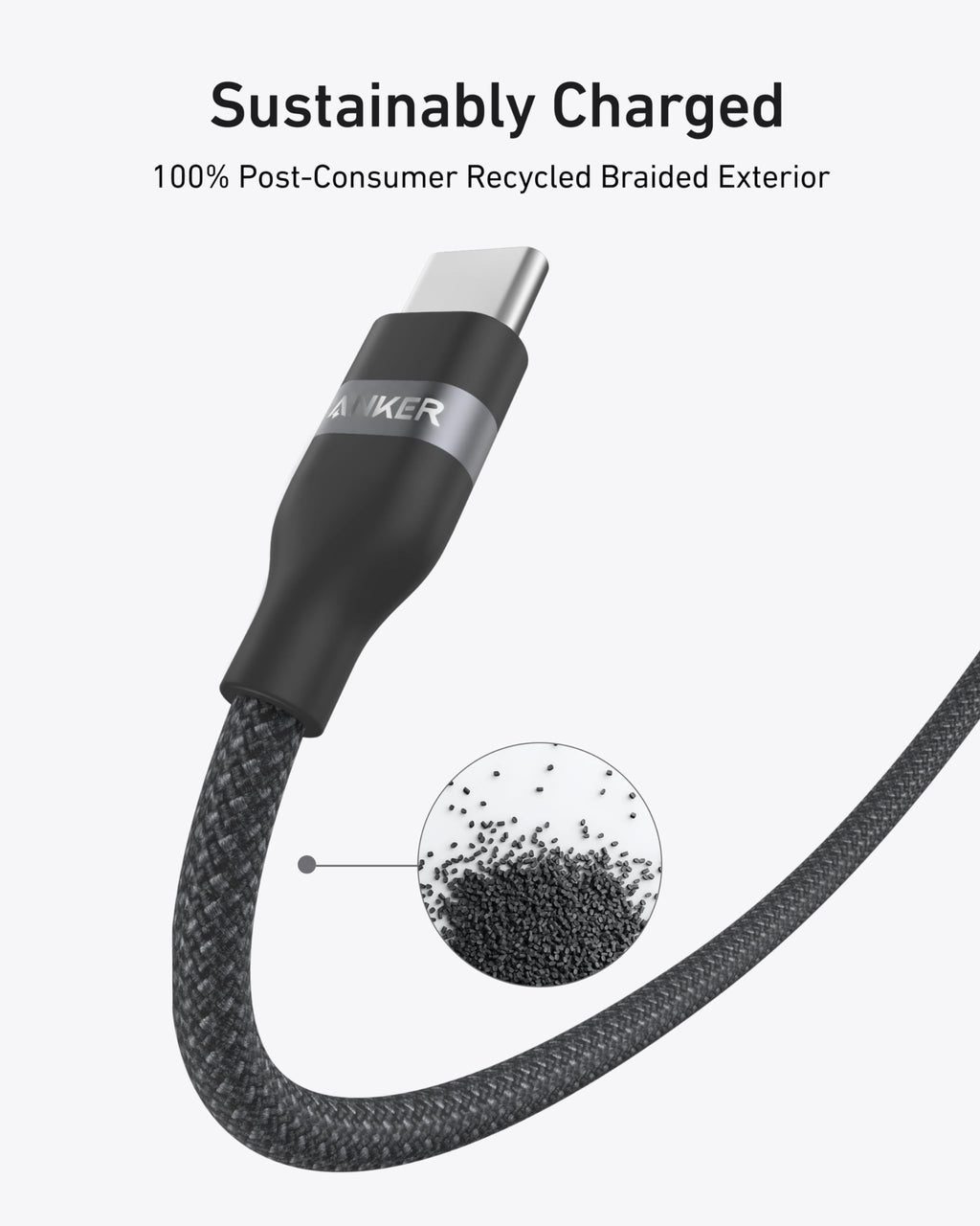 Anker USB-C to USB-C Cable (3 ft / 6 ft, 240W, Upcycled-Braided) by Anker