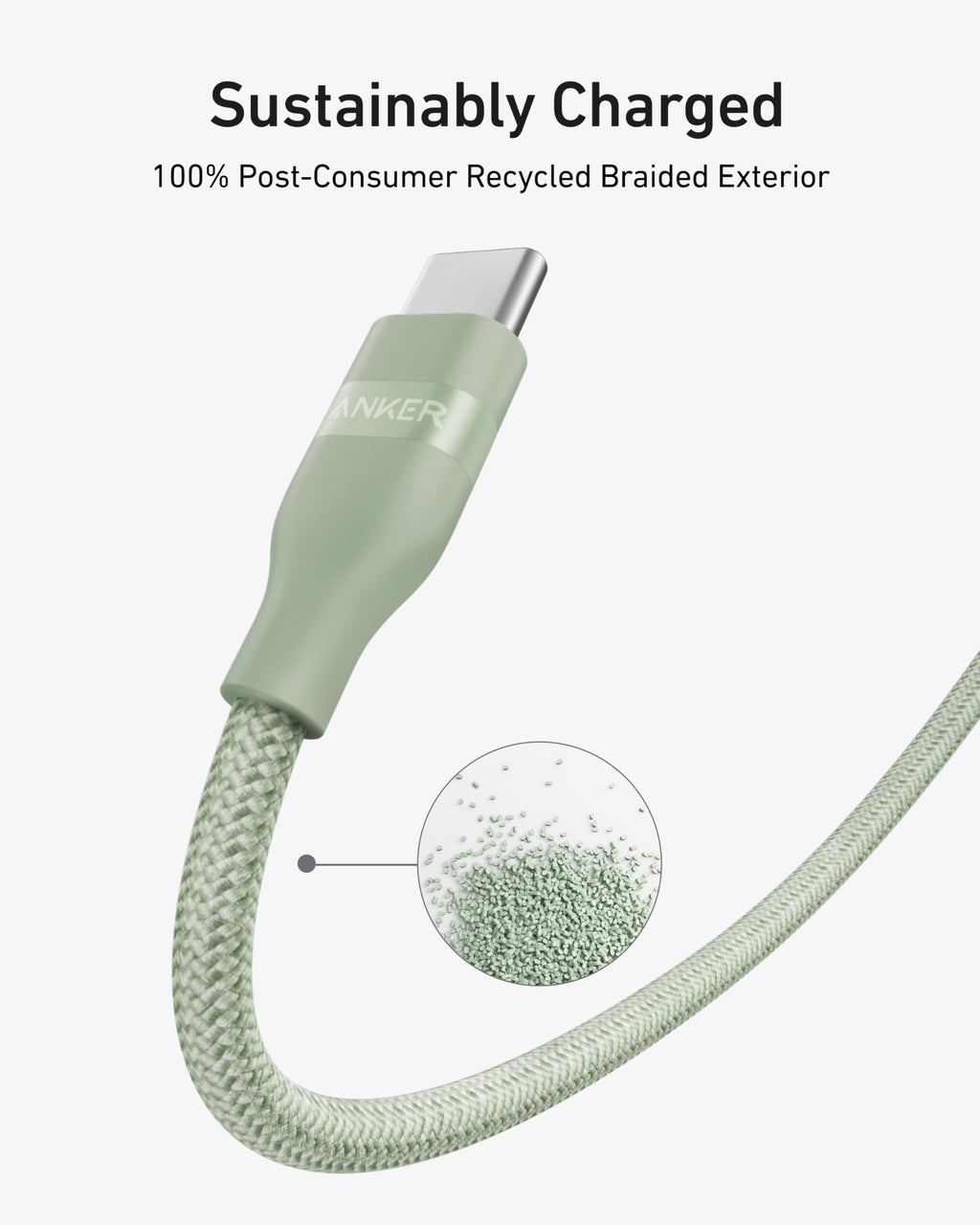 Anker USB-C to USB-C Cable (3 ft / 6 ft, 240W, Upcycled-Braided) by Anker