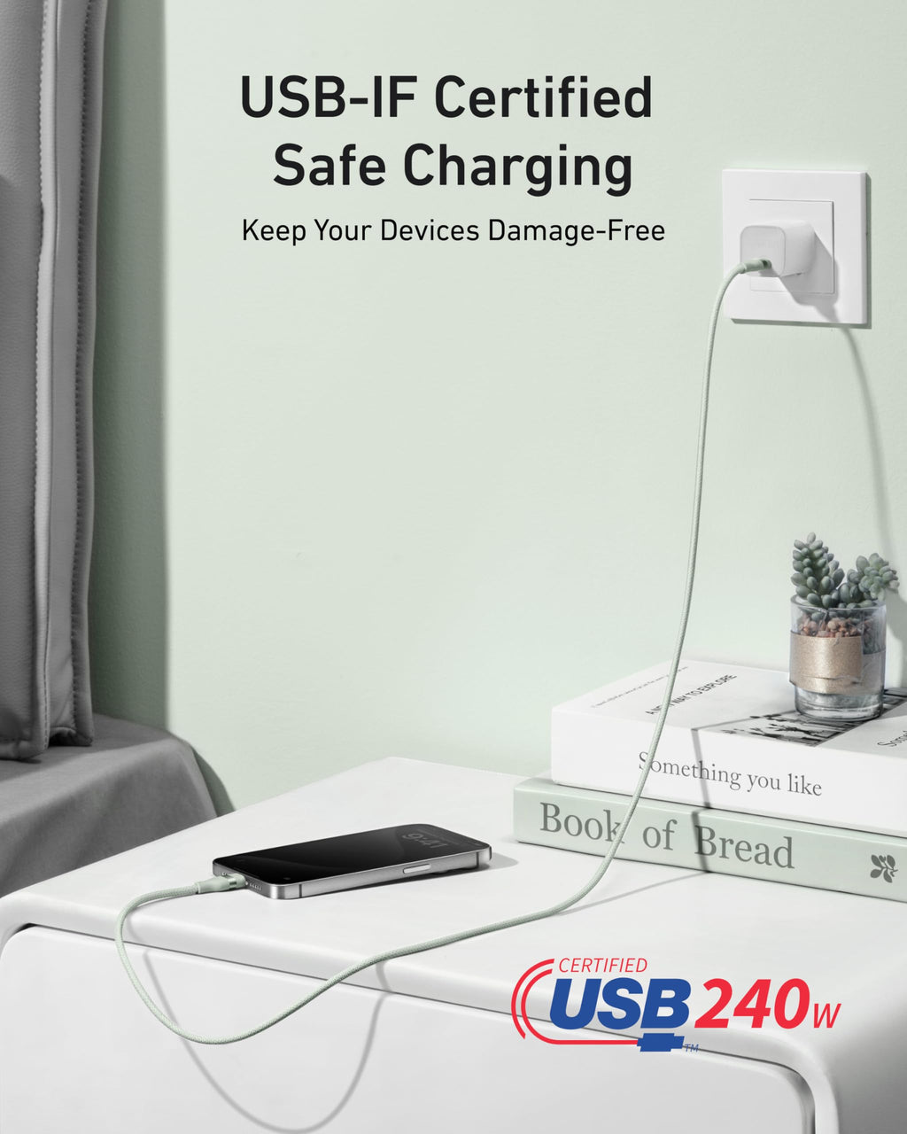 Anker USB-C to USB-C Cable (3 ft / 6 ft, 240W, Upcycled-Braided) by Anker