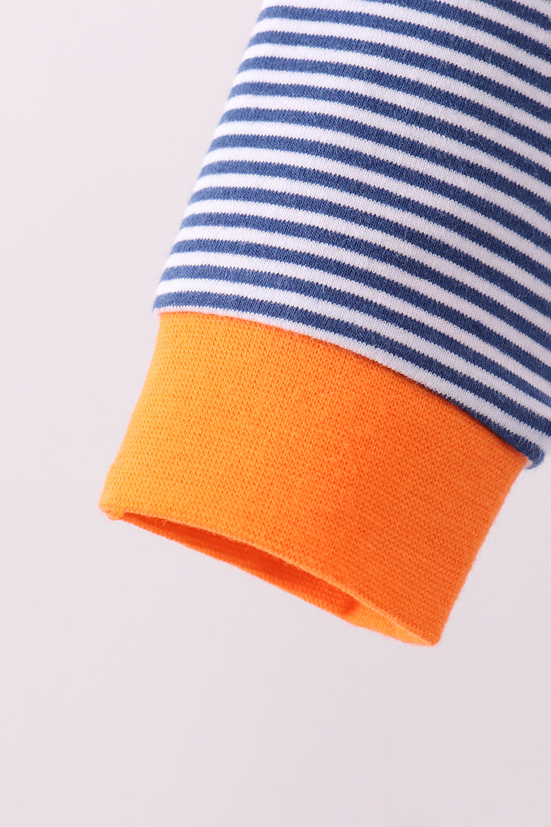 Premium Blue Auburn stripe tiger embroidery dress by Abby & Evie