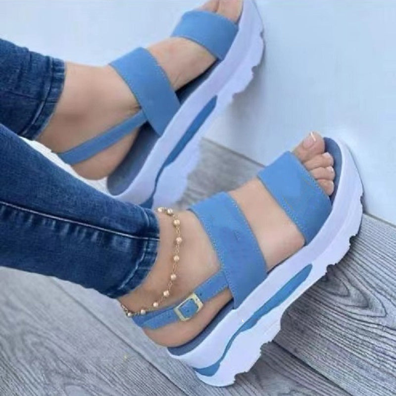 Women's Cutout Platform Sandals | Open-Toe Buckle Platform Heels by Sarah Express