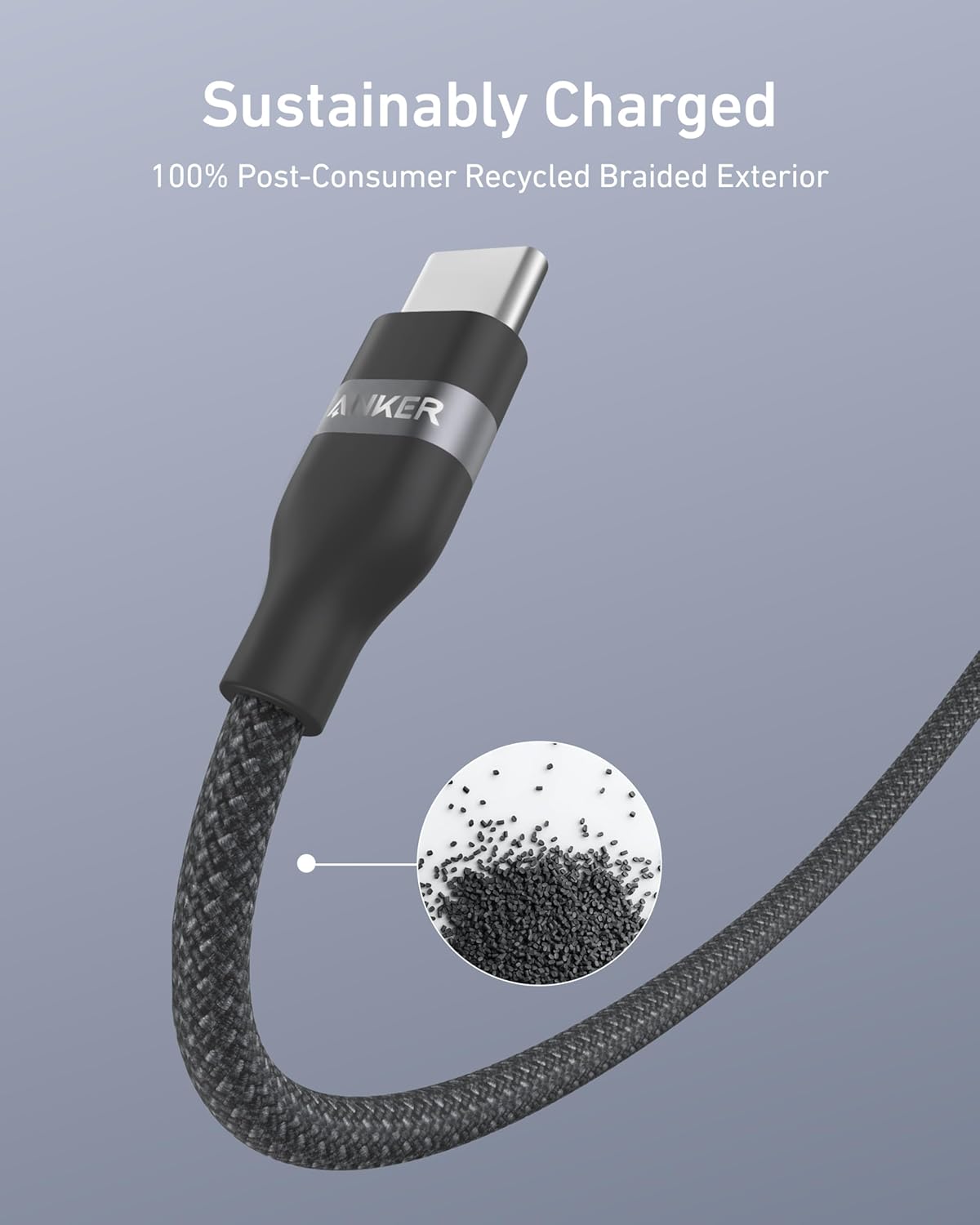 Anker USB-C to USB-C Cable (3 ft / 6 ft, 240W, Upcycled-Braided) by Anker