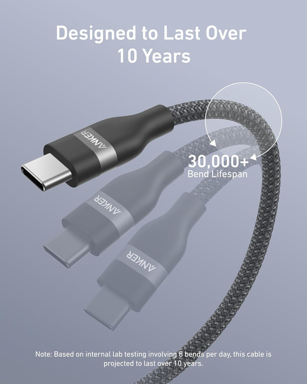 Anker USB-C to USB-C Cable (3 ft / 6 ft, 240W, Upcycled-Braided) by Anker