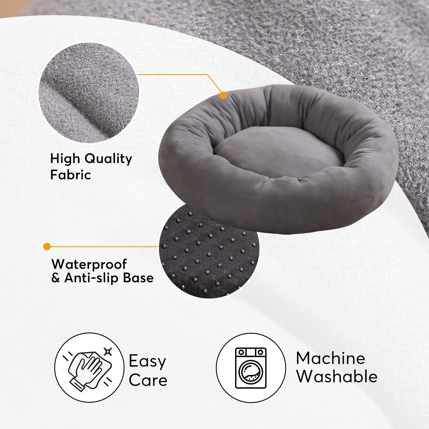 Kasentex Donut Design Round Dog Bed, Anti Slip and Machine Washable by Kasentex