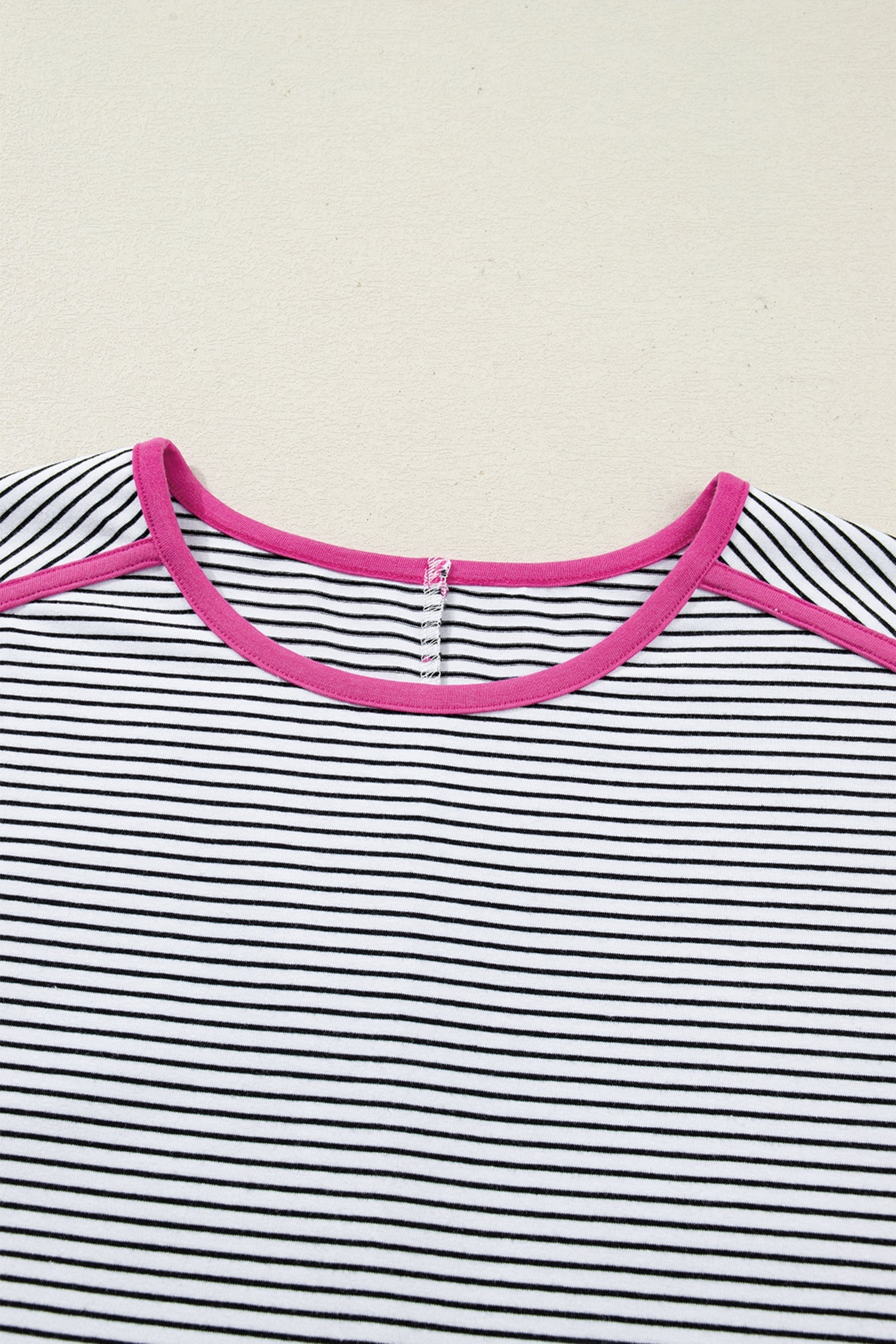 Stripe Contrast Trim Round Neck Shirt