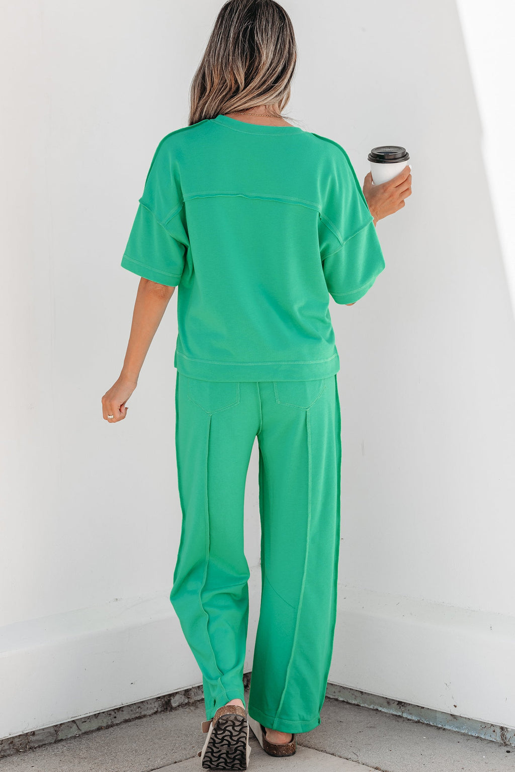 Solid Drop Shoulder Boxy Tee & Barrel Pants Set