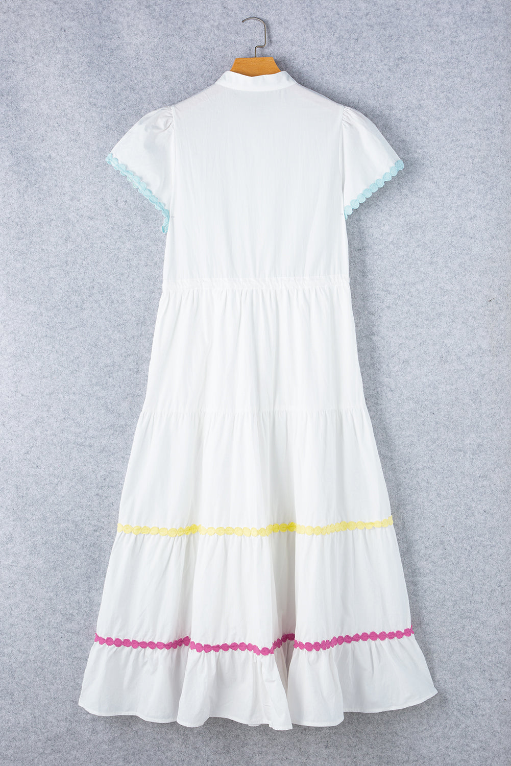 Colorblock Ricrac Trim Drawstring Waist Dress