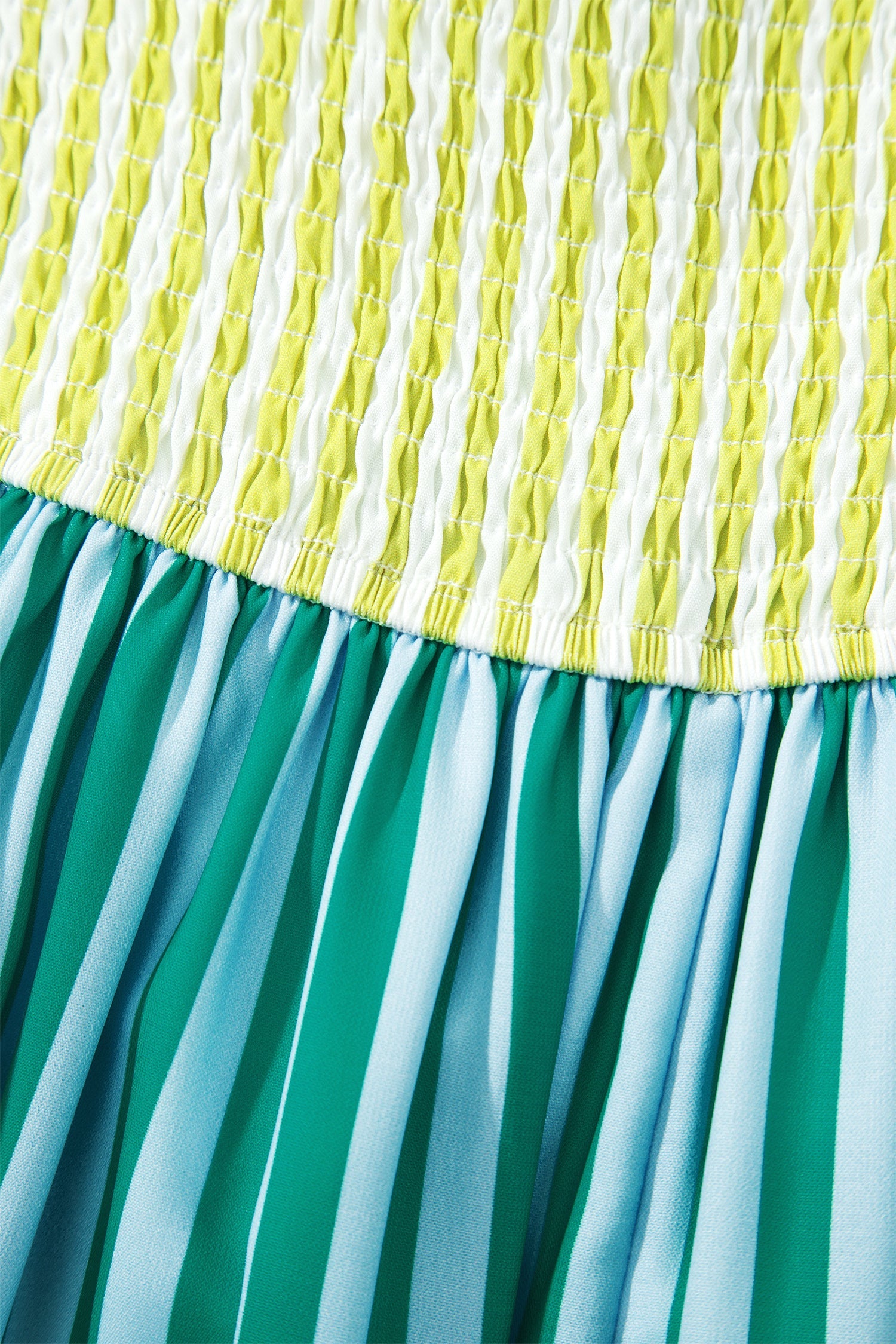 Stripe Scalloped Contrast Patchwork Knot Strap Midi Dress