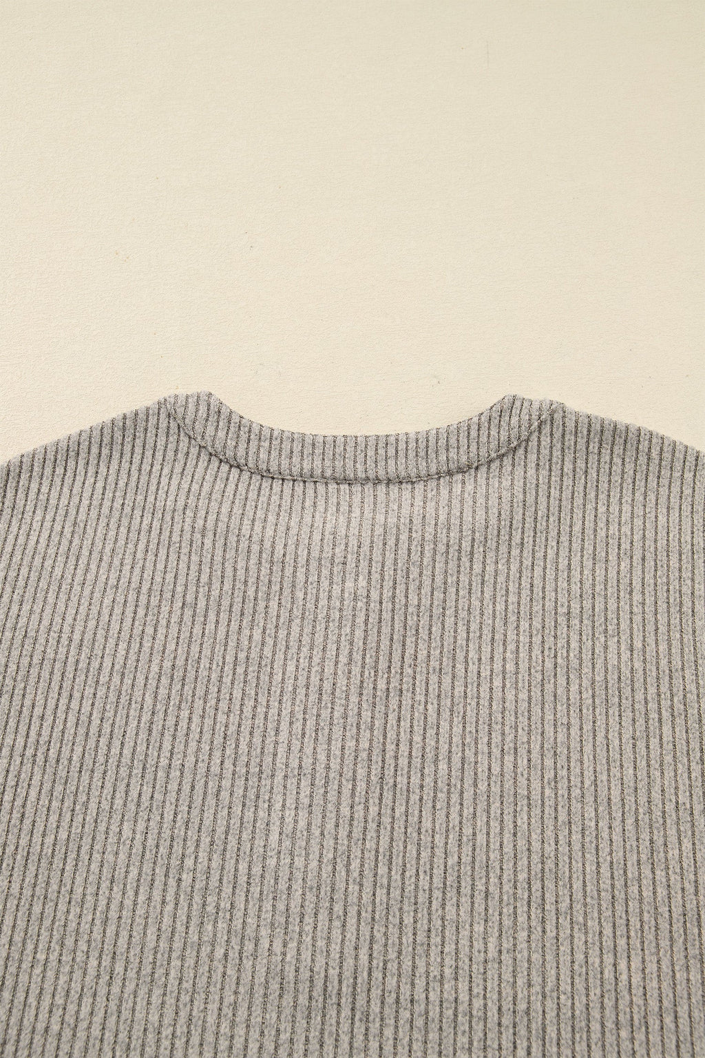 Plus Size Ribbed Knit Kangaroo Pocket Henley Top